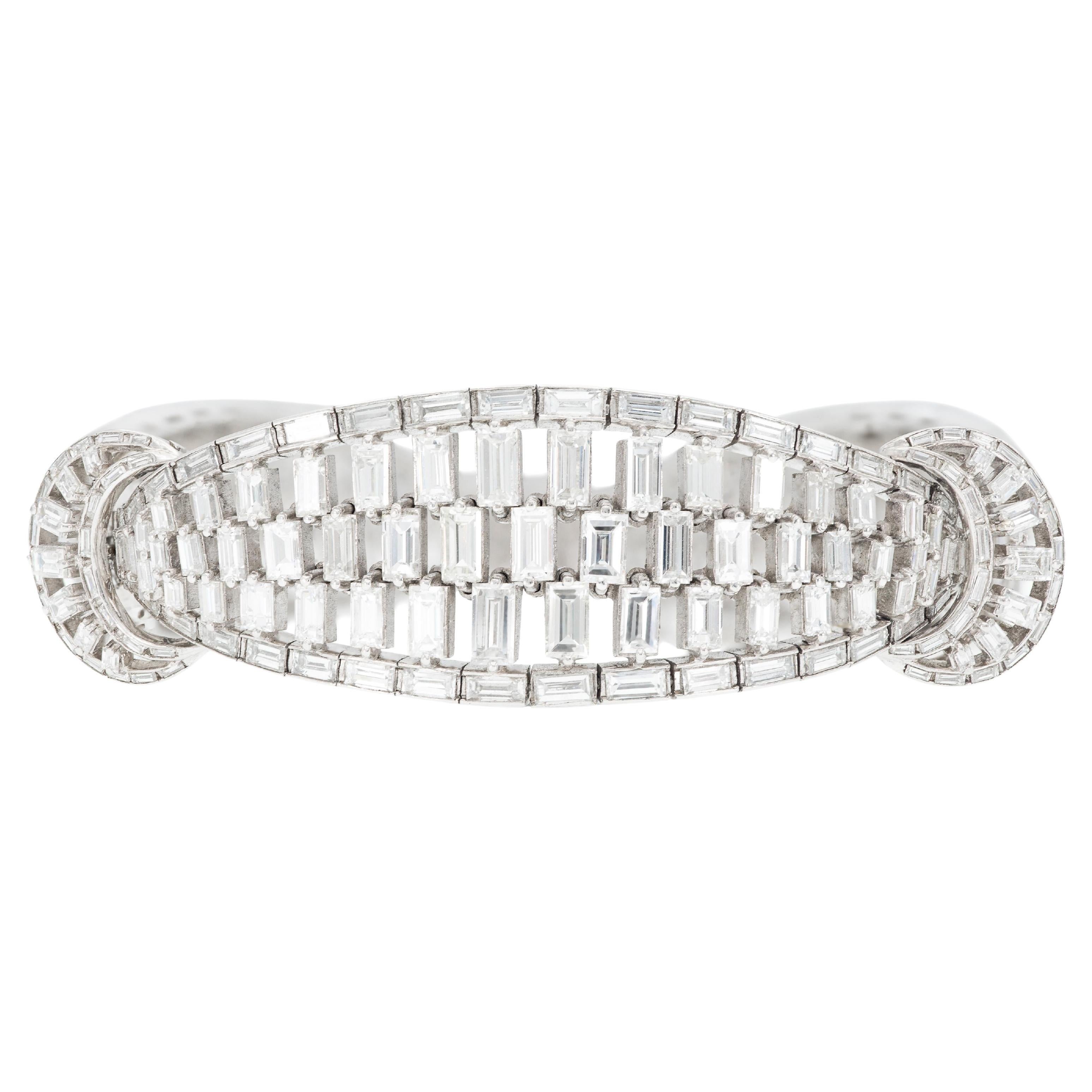 Vintage 1950s 38,00 Karat Baguetteschliff Diamant-Armband