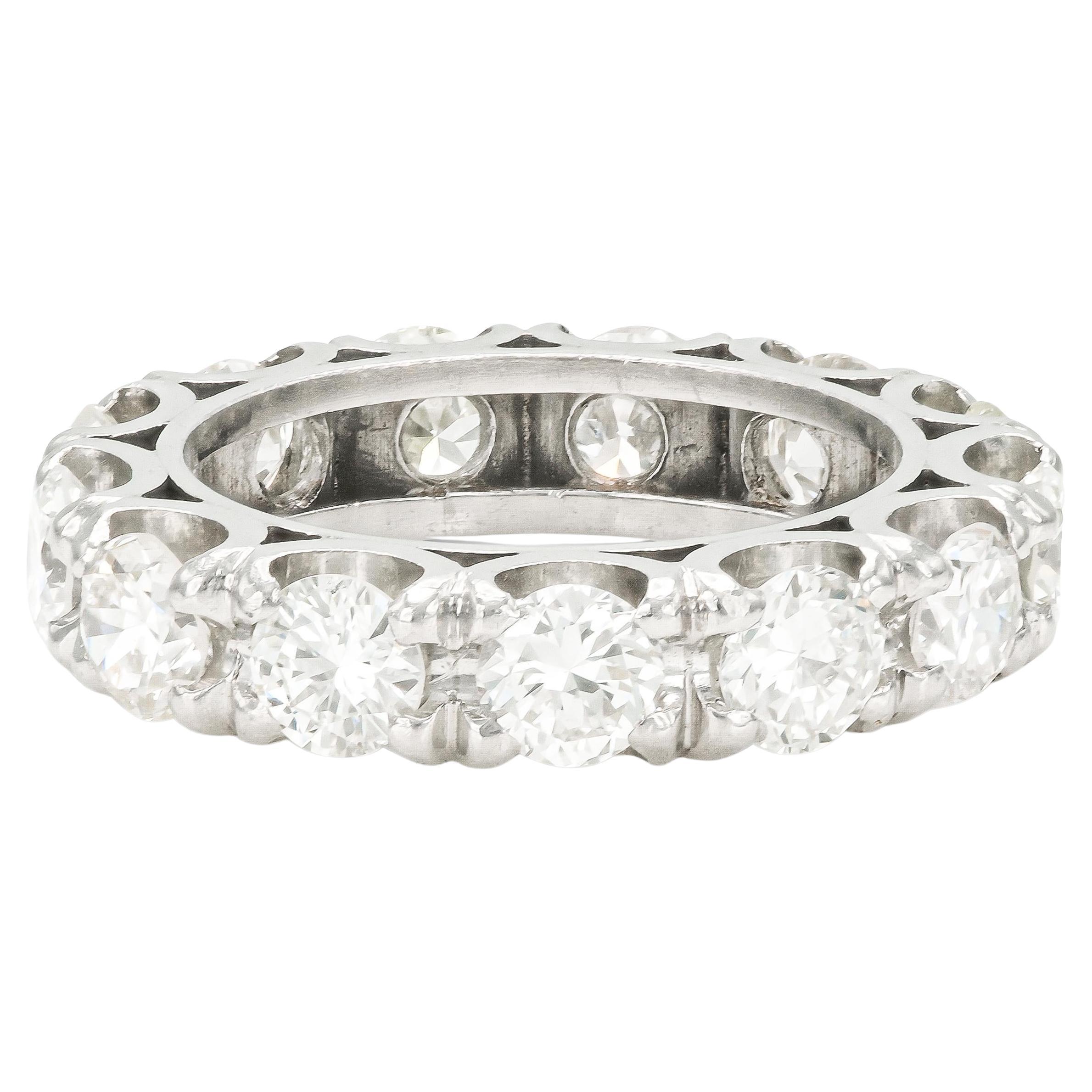 Vintage 1950s 4.00 Carat Round Brilliant Cut Diamond Eternity Band For Sale