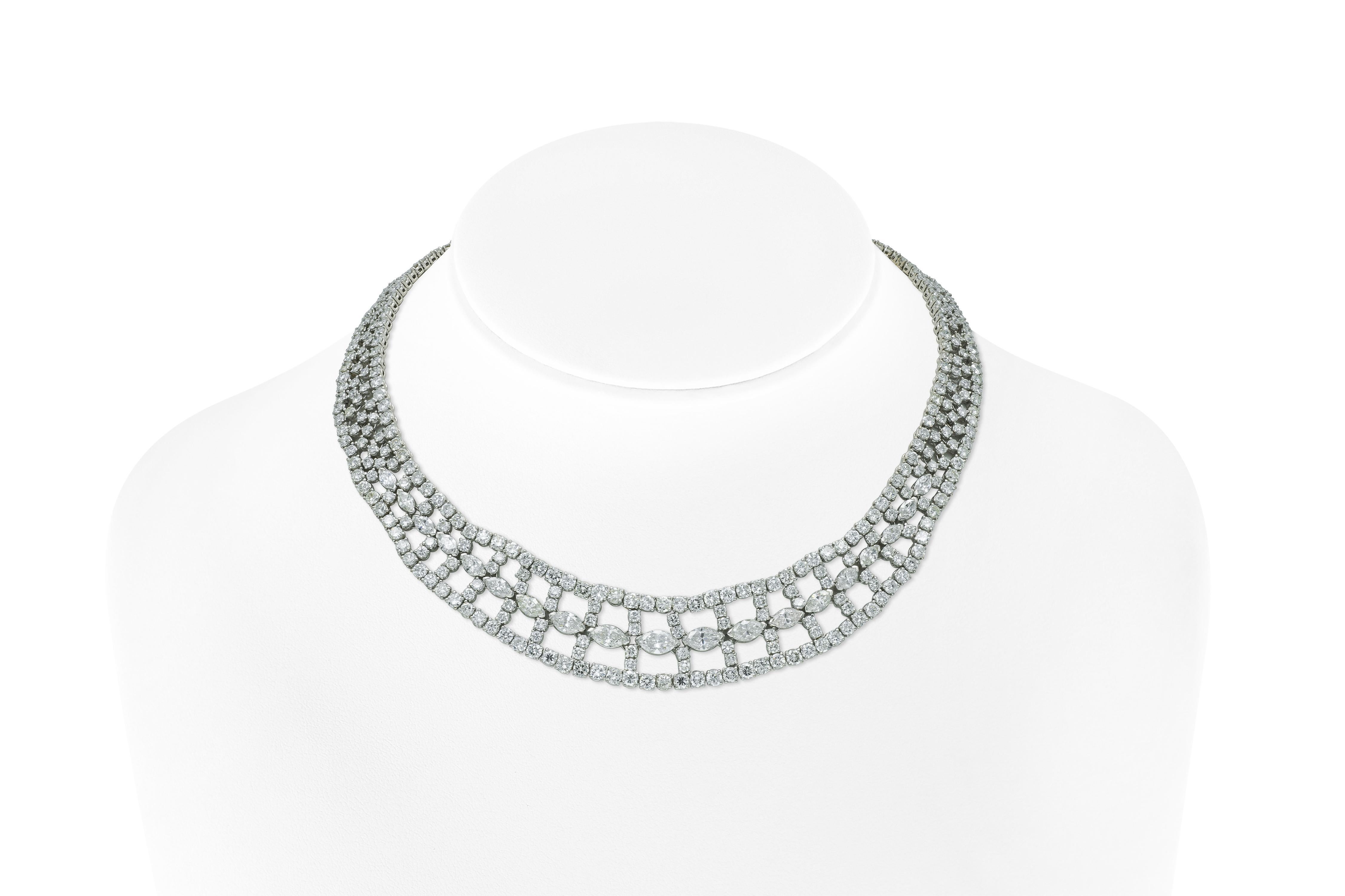 Taille mixte Vintage 1950s 42.00 Carat Diamond Openwork Collar Necklace en vente