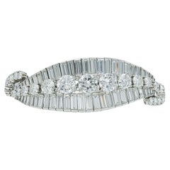 Vintage 1950s 46.75 Carat Round Brilliant and Baguette Cut Diamond Bracelet