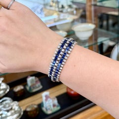 Vintage 1950's 5 Row Sapphire and Diamond Bracelet Platinum