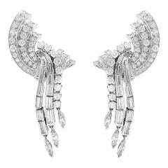 Vintage 1950s 5.00 Carat Diamond Dangle Earrings