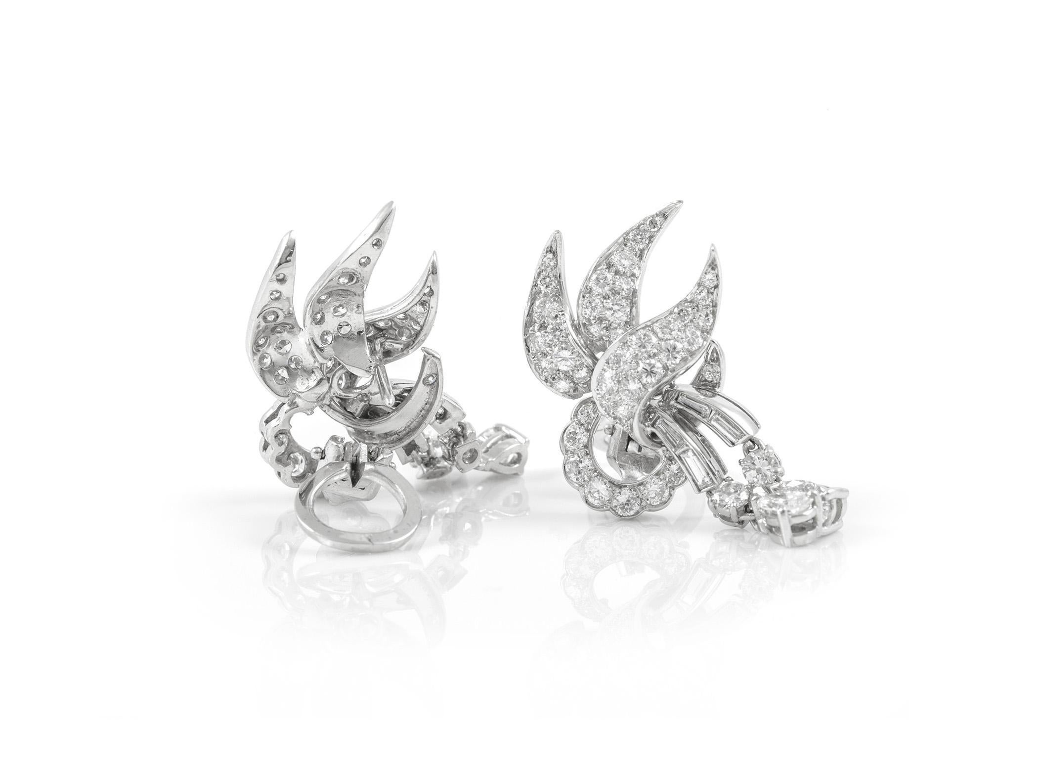 Vintage 1950er Jahre 5,00 Karat Diamant-Ohrringe (Gemischter Schliff) im Angebot