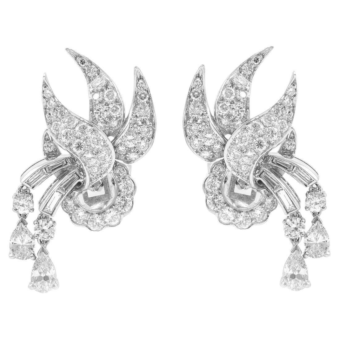 Vintage 1950er Jahre 5,00 Karat Diamant-Ohrringe im Angebot