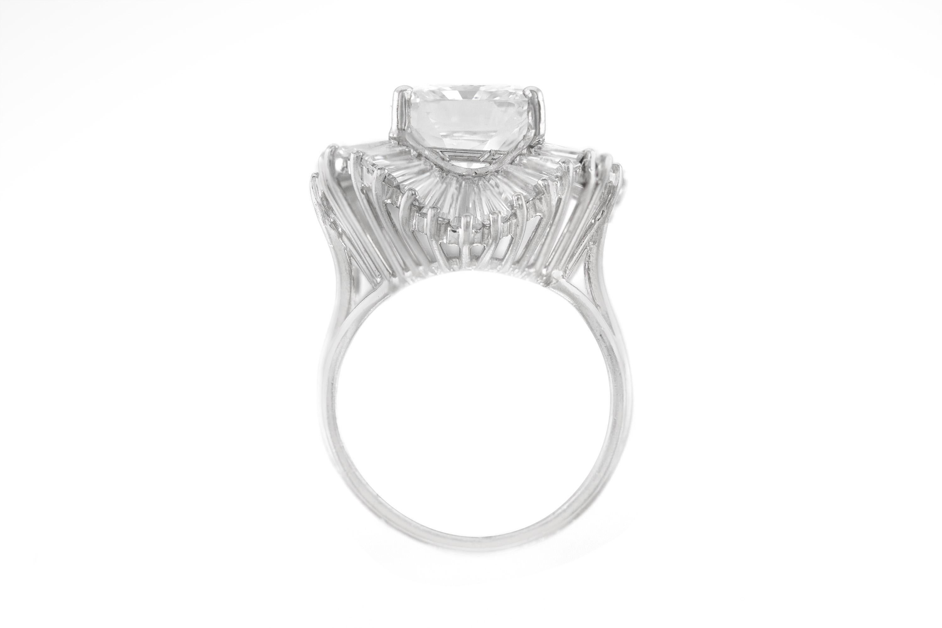 Women's Vintage 1950s 5.13 Carat Radiant Cut Diamond and 6.00 Carat Ballerina Ring For Sale