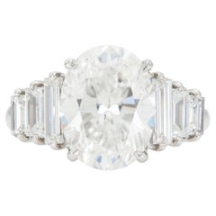 Vintage 1950s 5.23 Carat Oval Cut Diamond Engagement Ring
