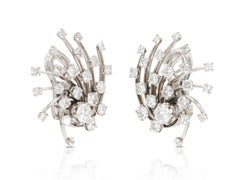 Vintage 1950s 6.00 Carat Diamond Burst Earrings