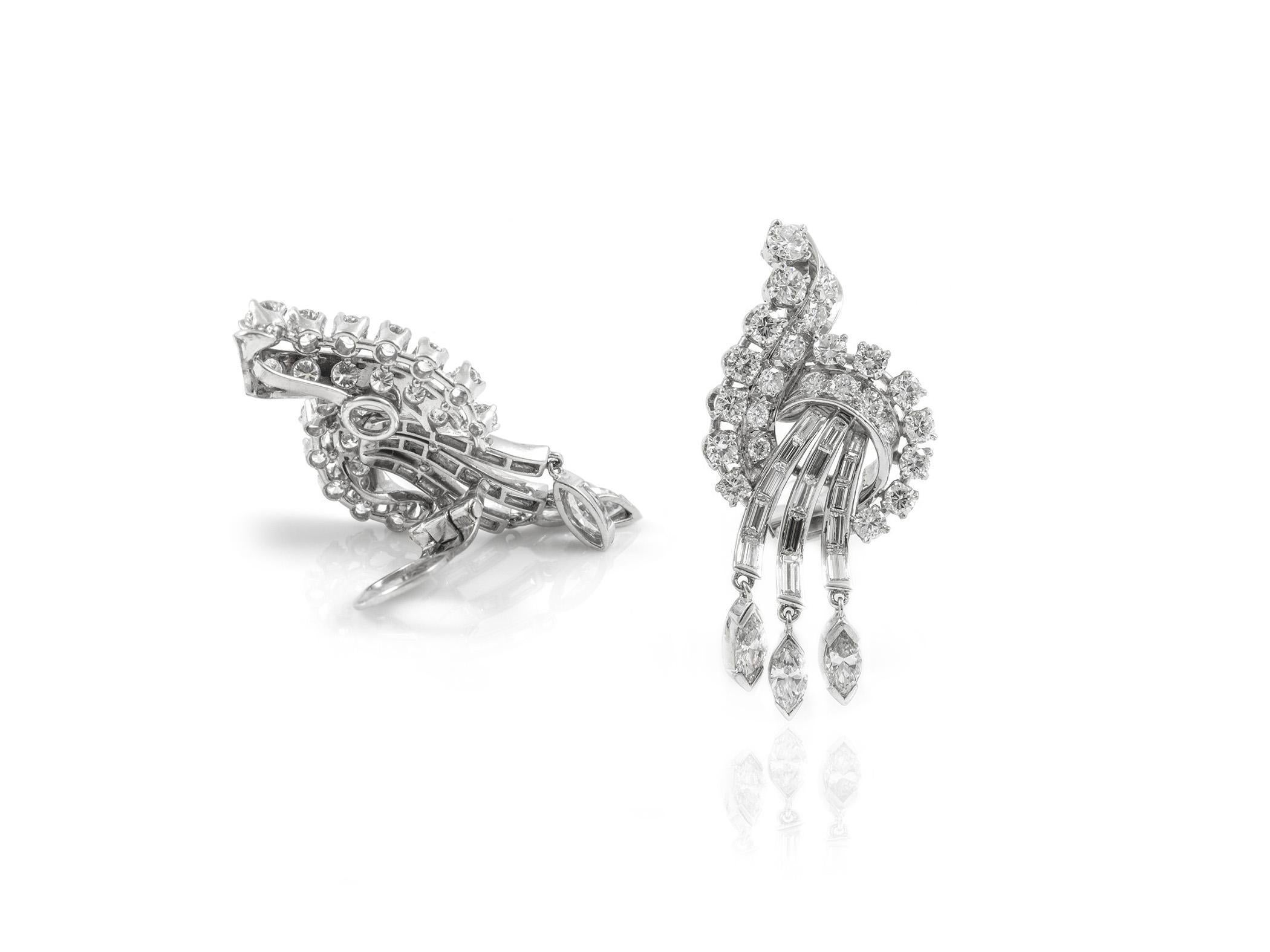 Pendientes vintage de diamantes de 6,00 quilates de los años 50 Corte mixto en venta