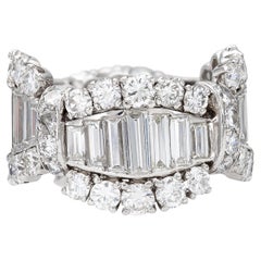 Vintage 1950s 6.00 Carat Round and Baguette Cut Diamonds Band