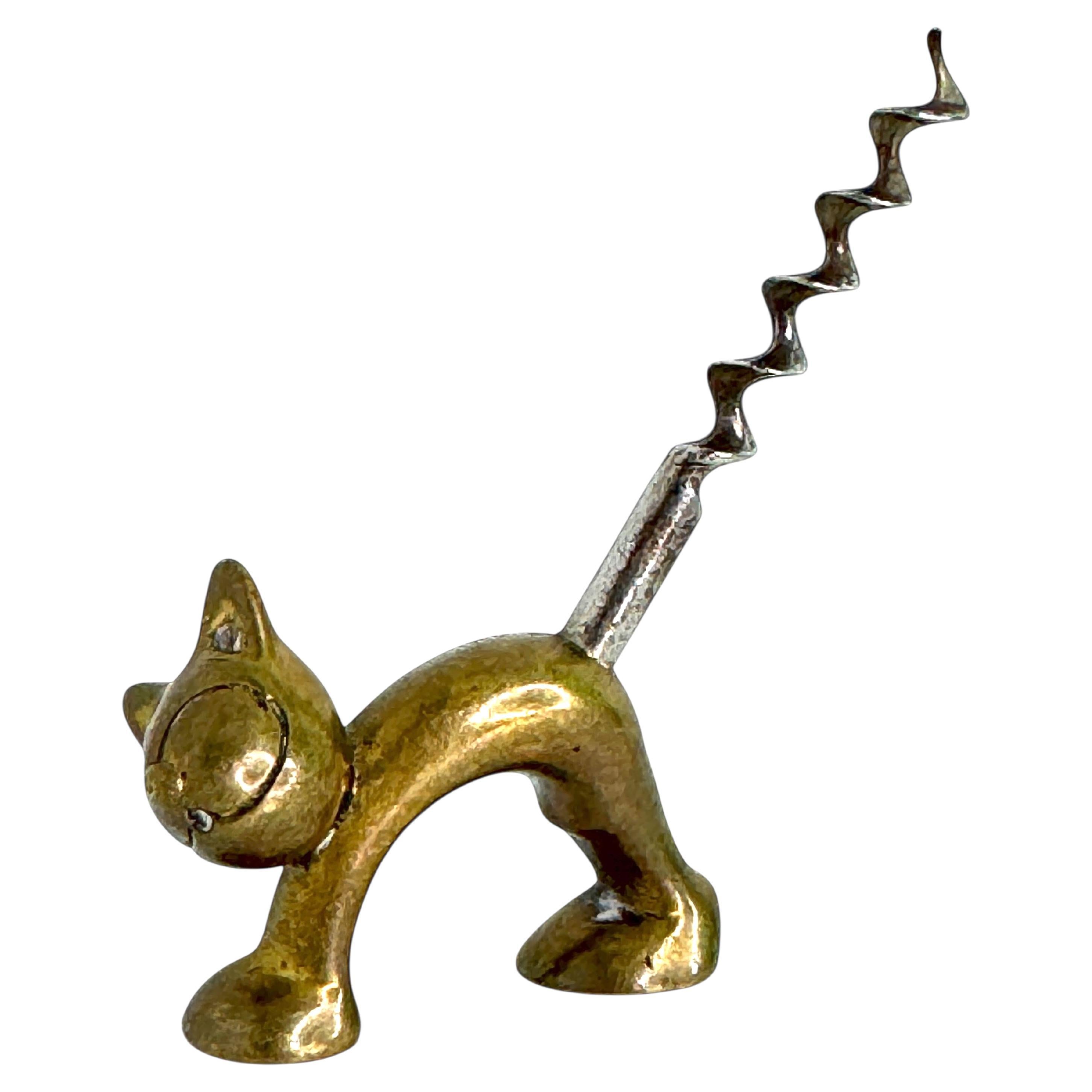 Vintage 1950s - 60s Felix The Cat Brass Corkscrew, Vienna Austria