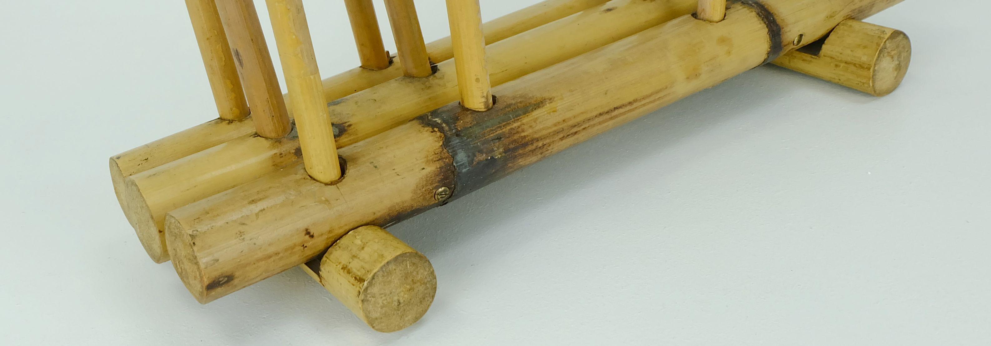 Mid-20th Century vintage 1950s 60s mid century magazine rack bamboo hawaii tiki style For Sale