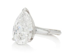 Vintage 1950s 6.38 Carat Pear-Shaped Diamond Engagement Ring