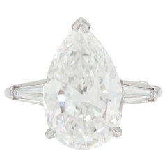 Vintage 1950s 6.38 Carat Pear-Shaped Diamond Engagement Ring