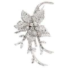 Vintage 1950s 7.00 Carat Diamond Flower Brooch