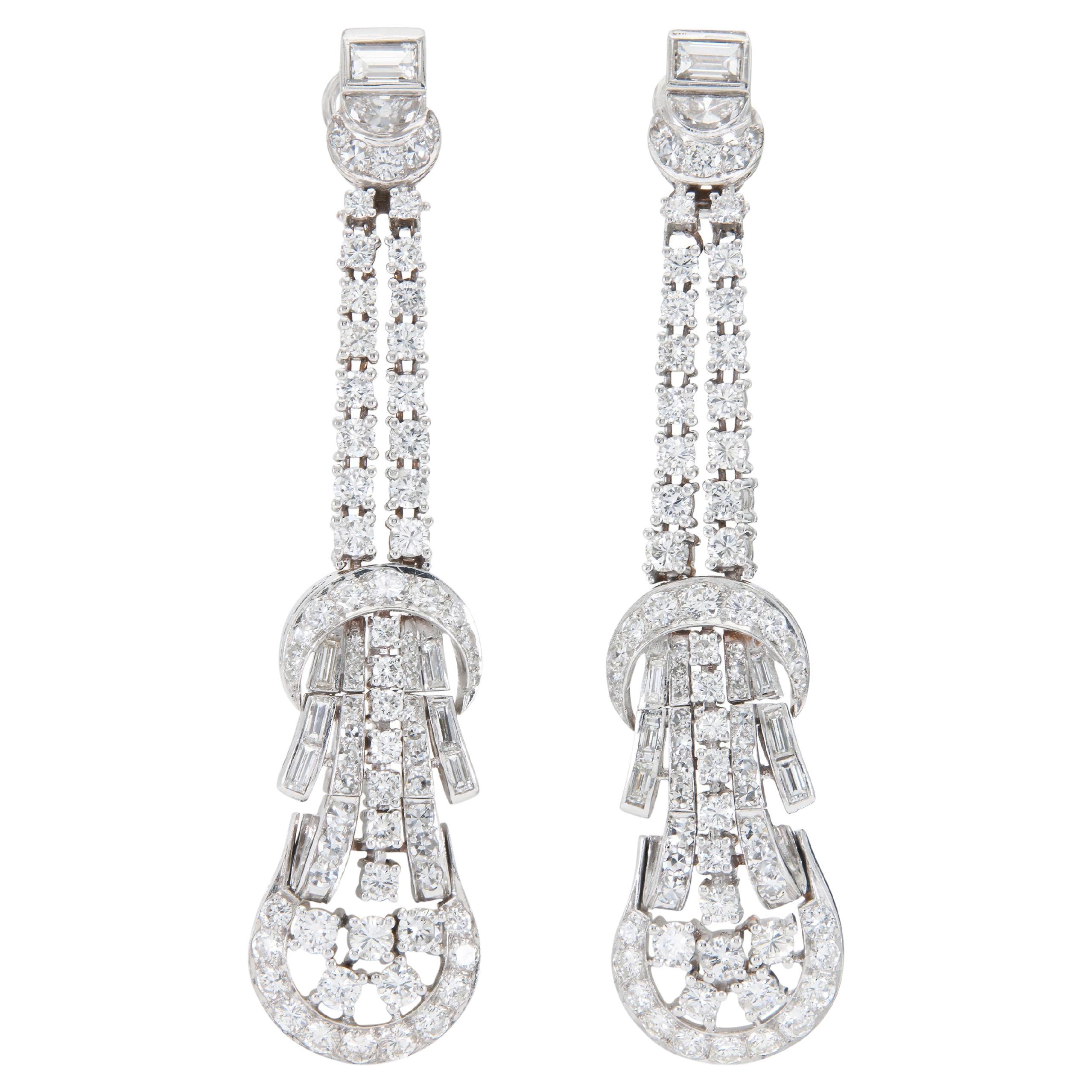 Pendientes colgantes vintage de diamantes de 7,50 quilates de los años 50