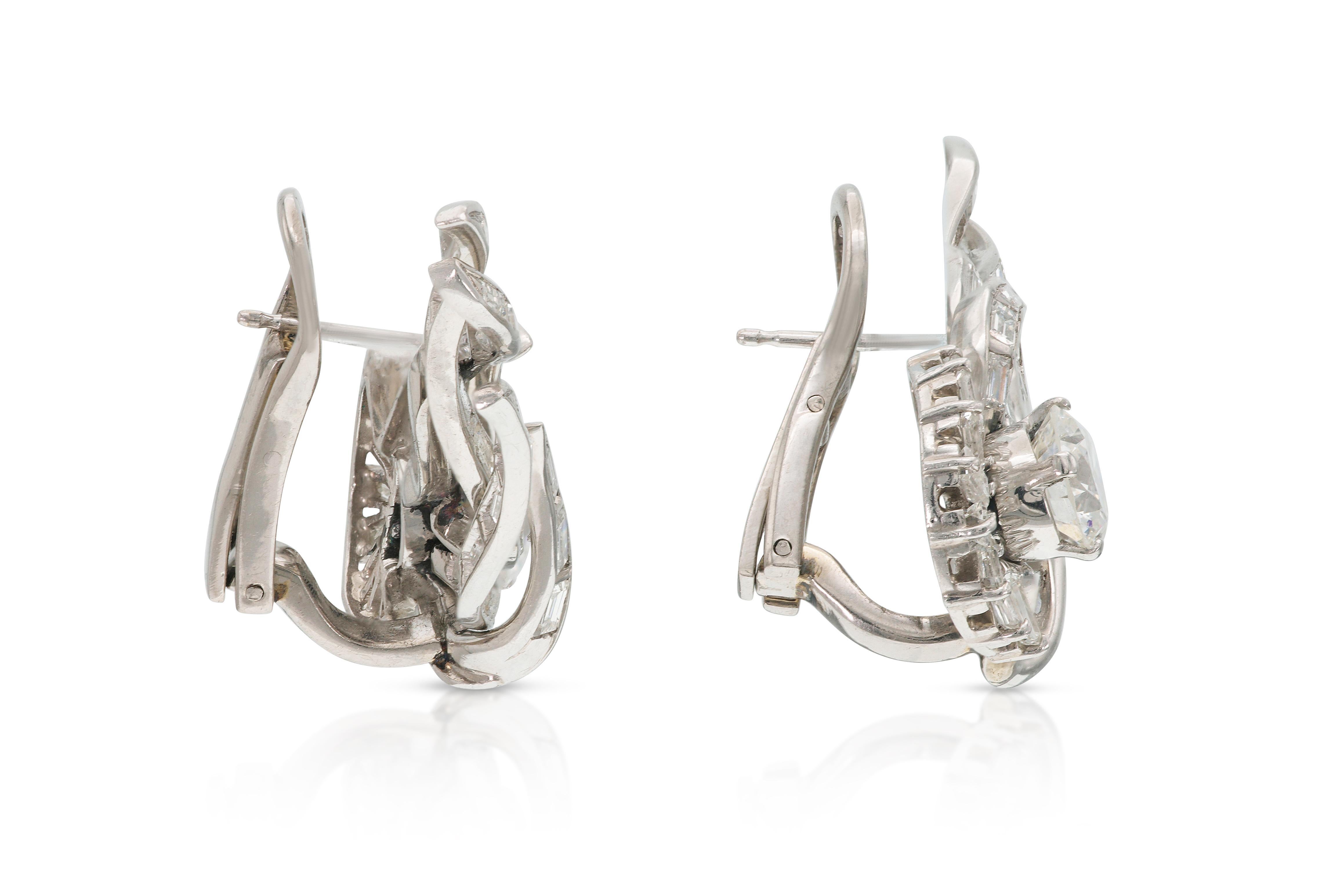 Vintage 1950er Jahre 7,60 Karat Diamant-Climber-Ohrringe im Zustand „Gut“ im Angebot in New York, NY
