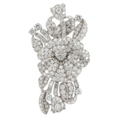 Vintage 1950s 8.00 Carat Diamond Flower Brooch