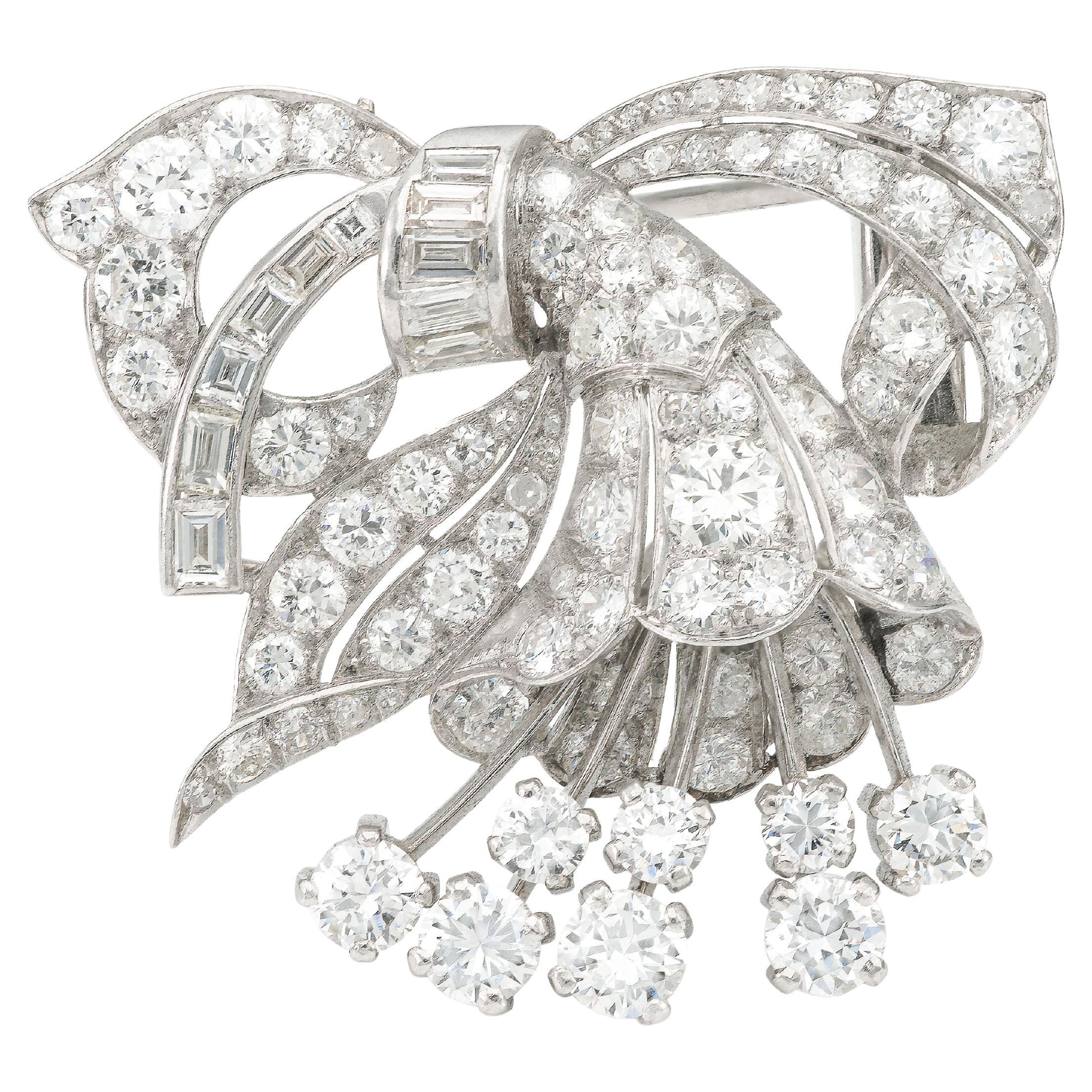 Vintage 1950s 9.00 Carat Diamond Brooch