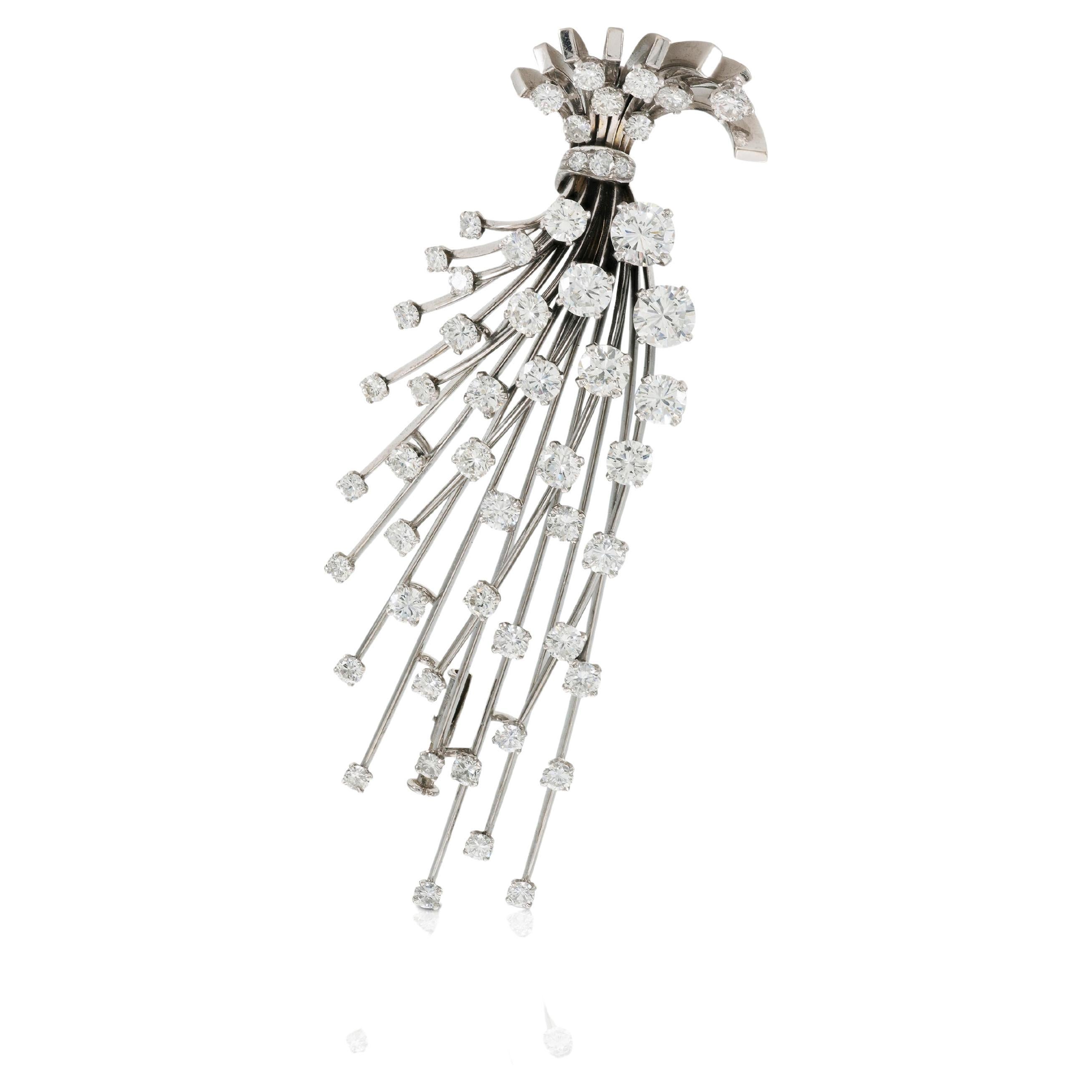 Vintage 1950s 9.00 Carat Diamond Burst Brooch