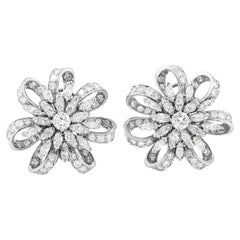 Boucles d'oreilles fleurs en diamant 9.00 carats, Vintage 1950s