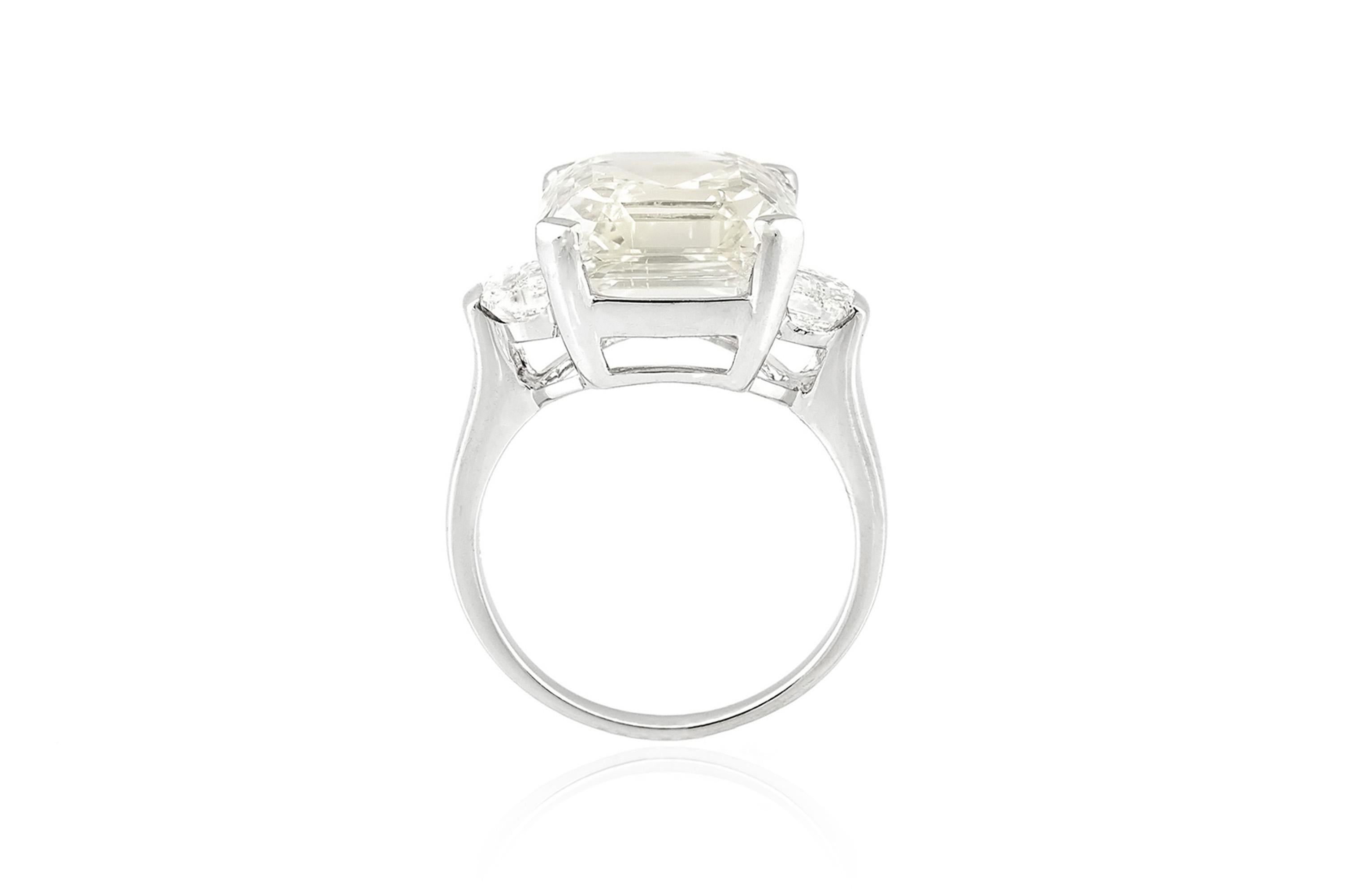 Women's Vintage 1950s 9.47 Carat Asscher Cut Diamond Engagement Ring For Sale