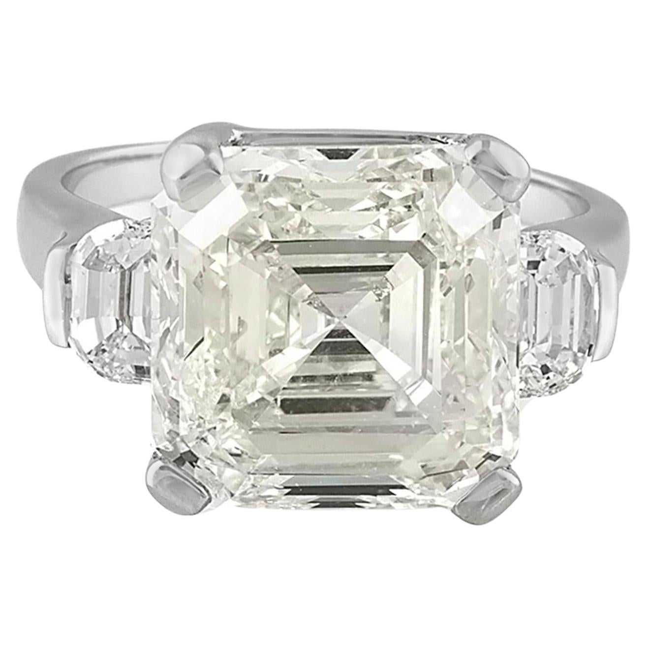 Vintage 1950s 9.47 Carat Asscher Cut Diamond Engagement Ring