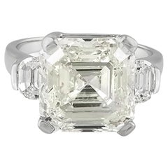Vintage 1950s 9.47 Carat Asscher Cut Diamond Engagement Ring
