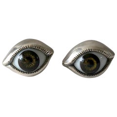 Vintage 1950s American Surrealist Glass Eye Ball Cufflinks