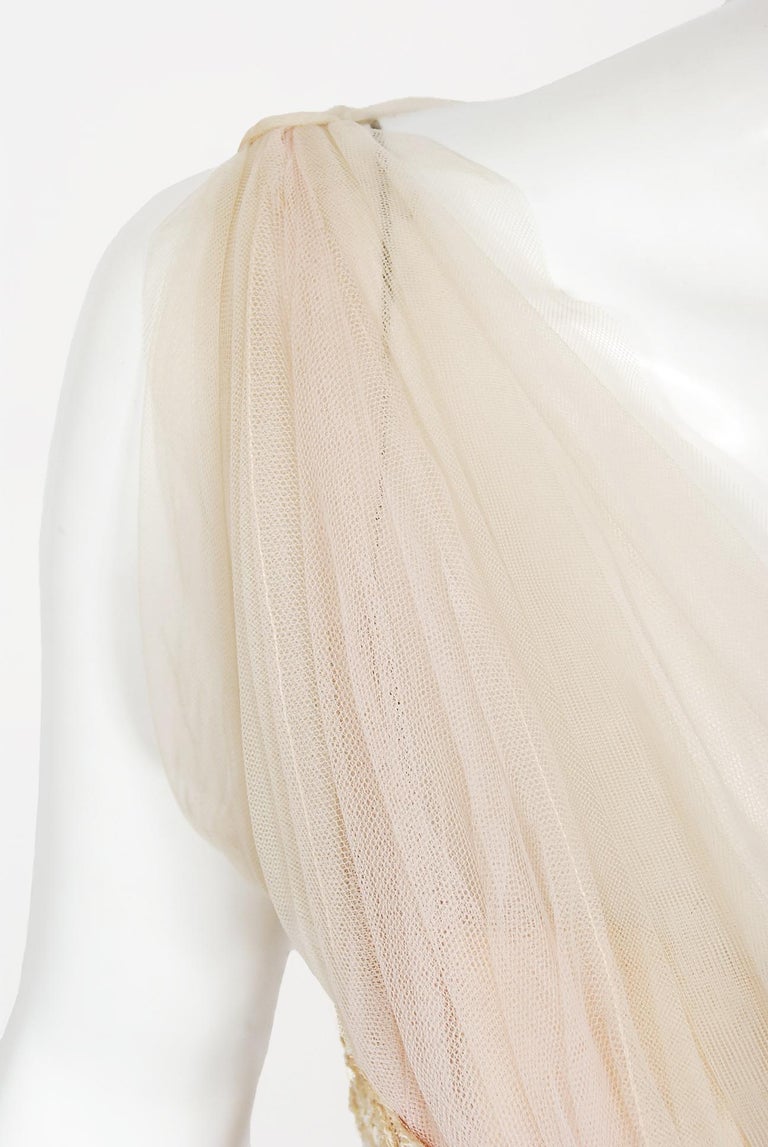 60's Lavender Pastel Tulle Daisy Chain Full Length Dress by  Anne’s Vogue Shop