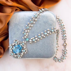 Vintage By 1950 Collana floreale con strass acquamarina