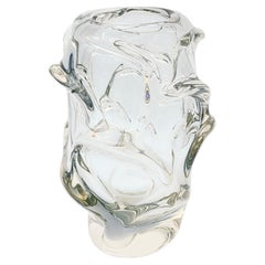 Vintage 1950s Archimede Seguso "Rostrato" Murano Glass Vase in Clear Cristallo