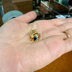 Vintage 1950's Articulated Bartender at Bar Charm 14k Yellow Gold