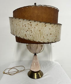 Vintage 1950s Atomic Ceramic Lamp with Fiberglass Shade