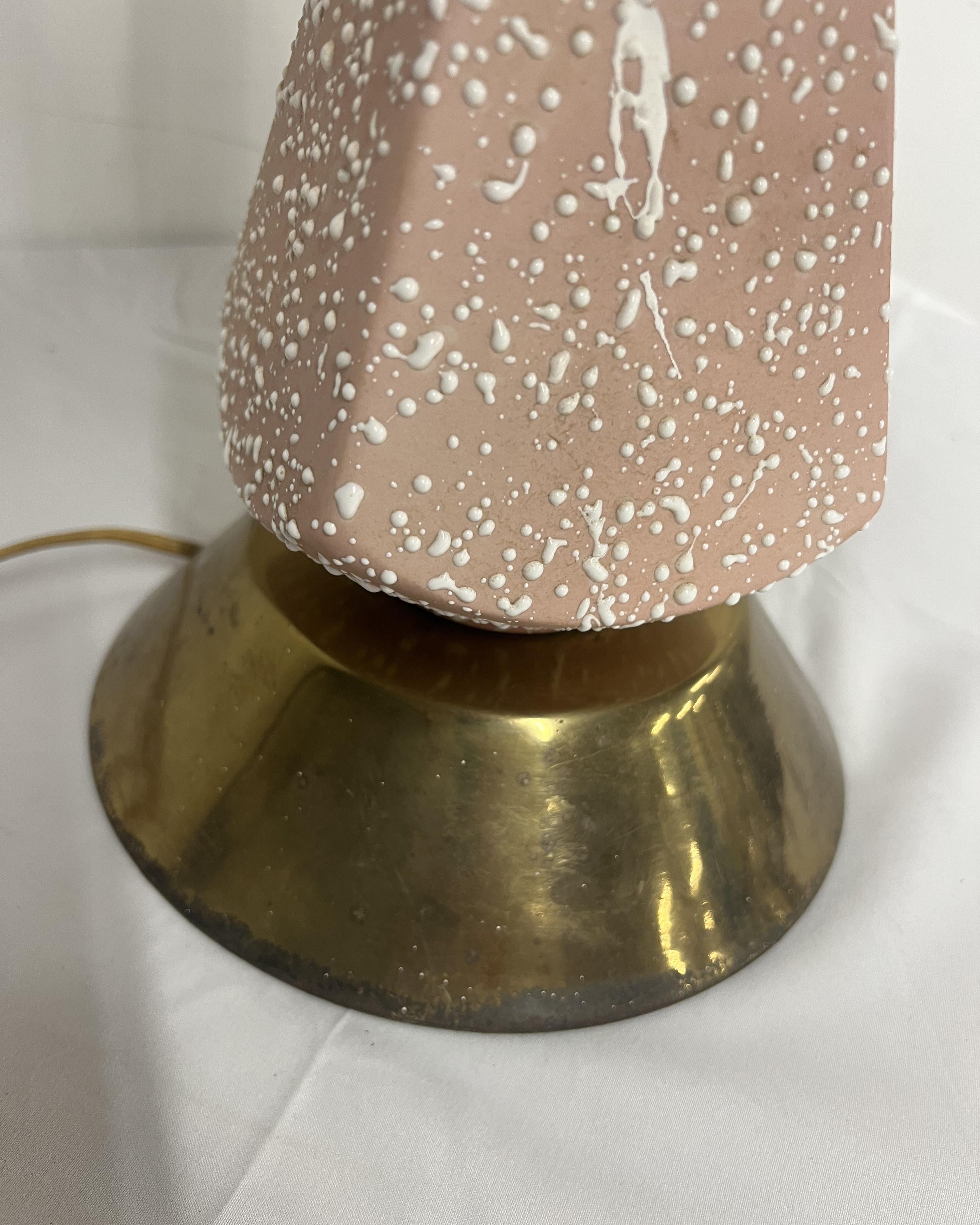 Vintage 1950s Atomic Ceramic Lamp with Fiberglass Shade 3