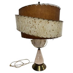 Vintage 1950s Atomic Ceramic Lamp with Fiberglass Shade