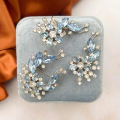Vintage 1950s Austrian Floral Brooch and Earrings Set