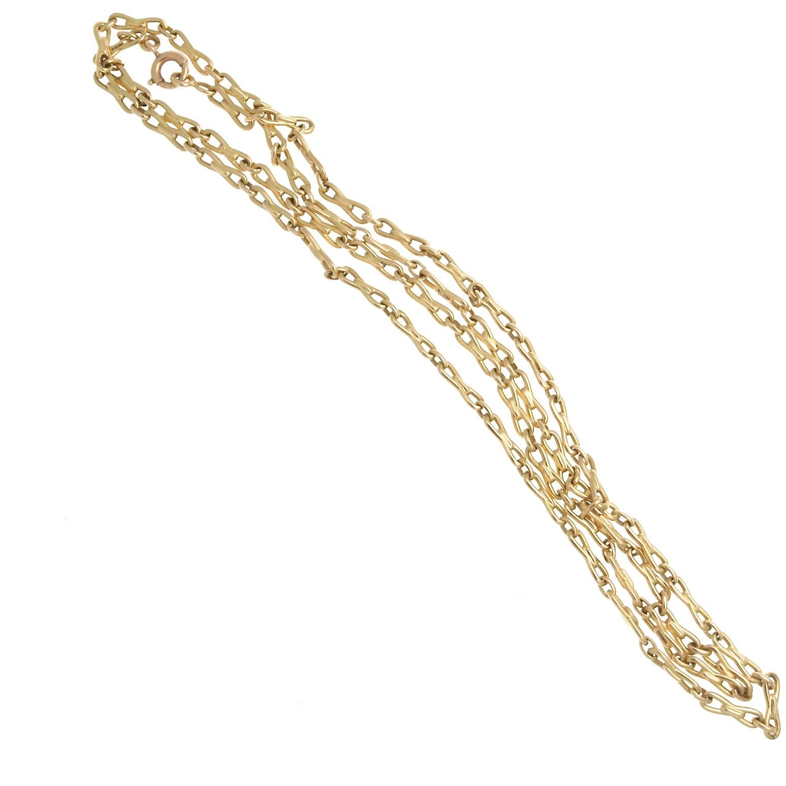 Women's or Men's Vintage 1950s Authentic French 18 Karat Yellow Gold Chain Link Necklace