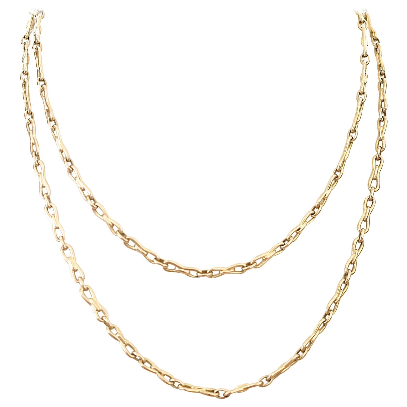 Vintage 1950s Authentic French 18 Karat Yellow Gold Chain Link Necklace