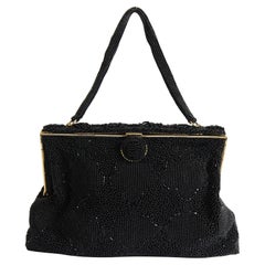 Vintage 1950's Beaded Evening Bag 1950's Black Micro Beaded Cocktail Bag