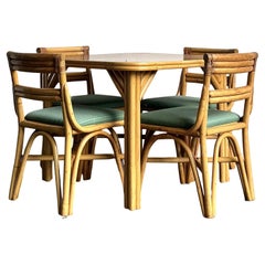 Vintage 1950s Bent Rattan Game Table Set