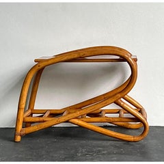 Vintage 1950s Bent Rattan Side Table