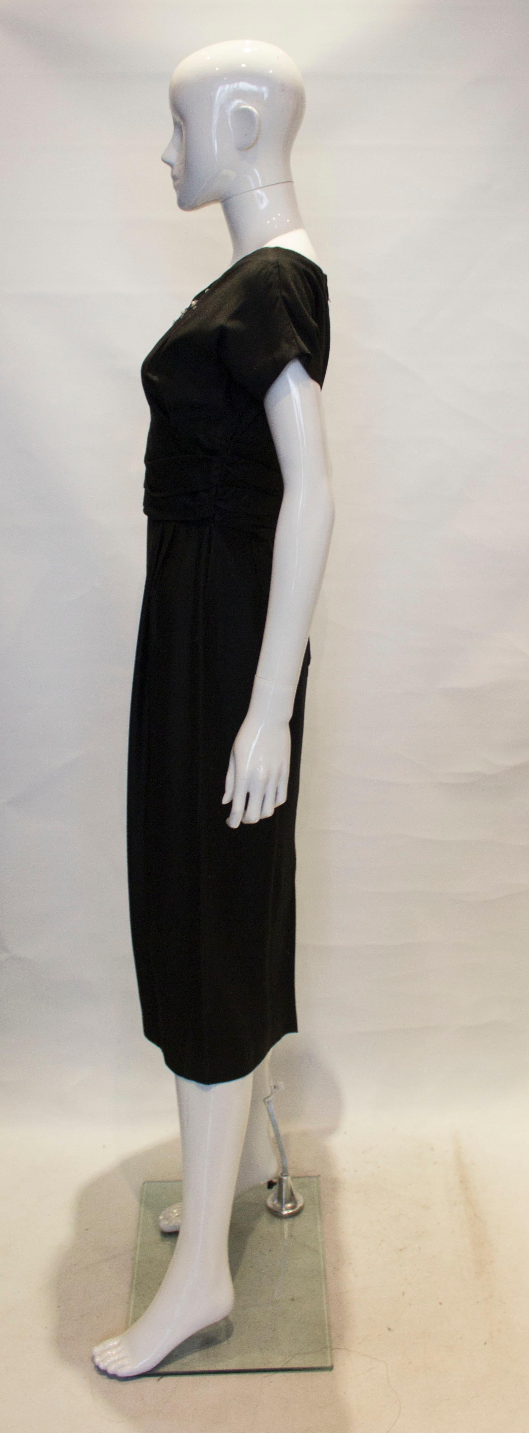 Vintage 1950s Black Cocktail Dress For Sale 1