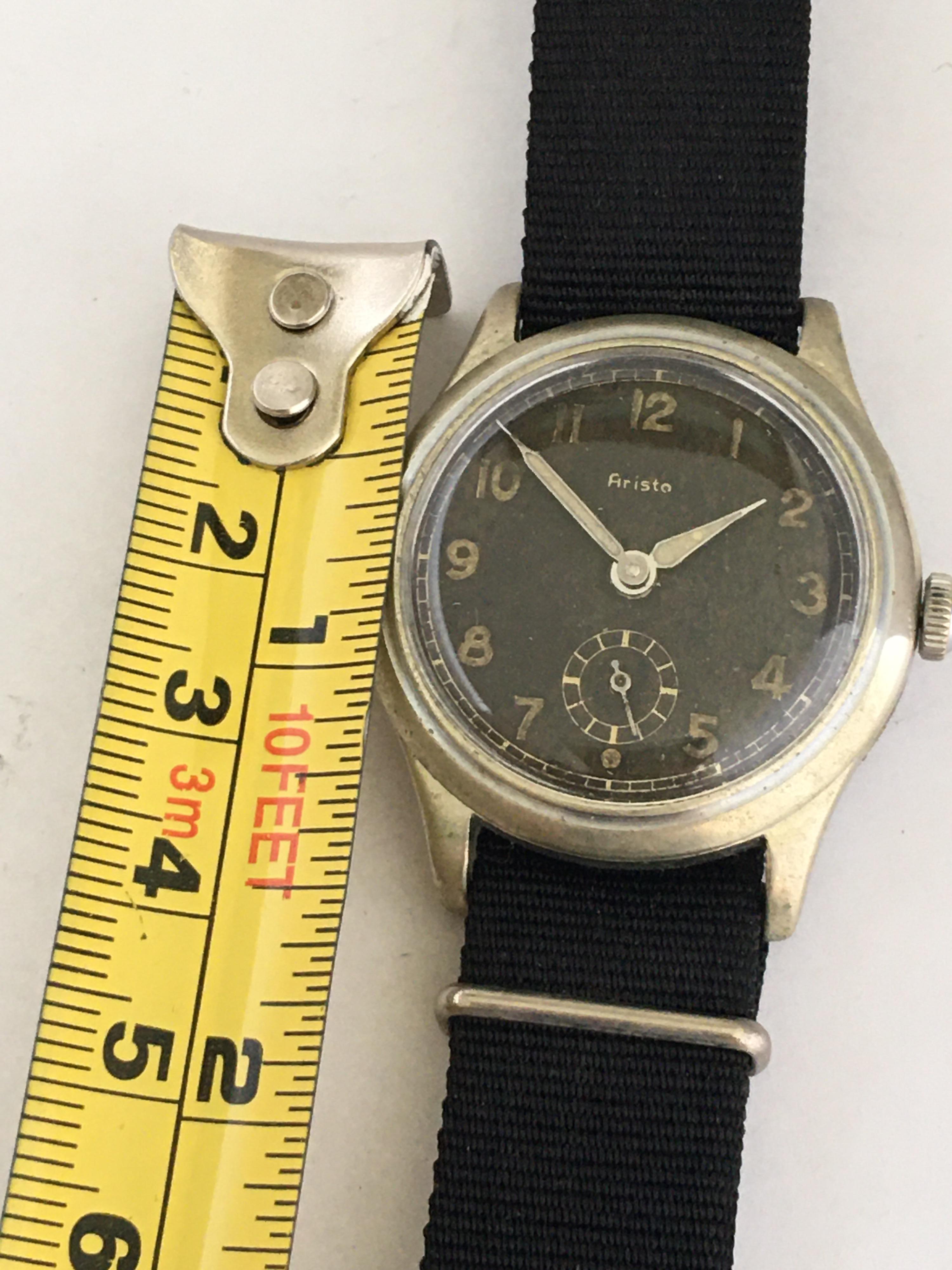 Vintage 1950s Black Dial Watch For Sale 6