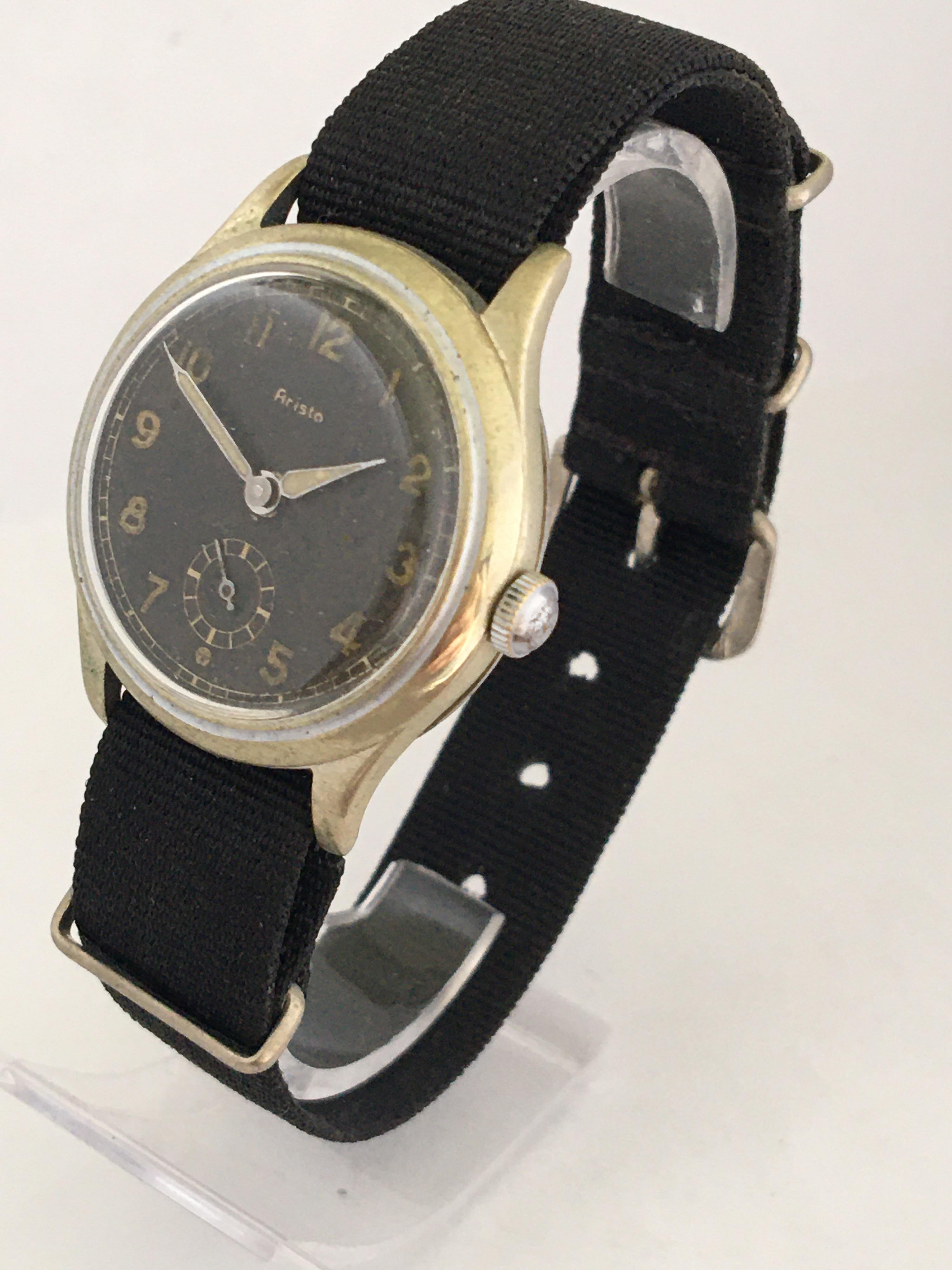 This charming pre-owned mechanical watch is working and is ticking well. It signs of ageing and gentle used. The nickel watch case is a bit tarnished . The Watch diameter is 30mm

Please study the images carefully as form part of the description