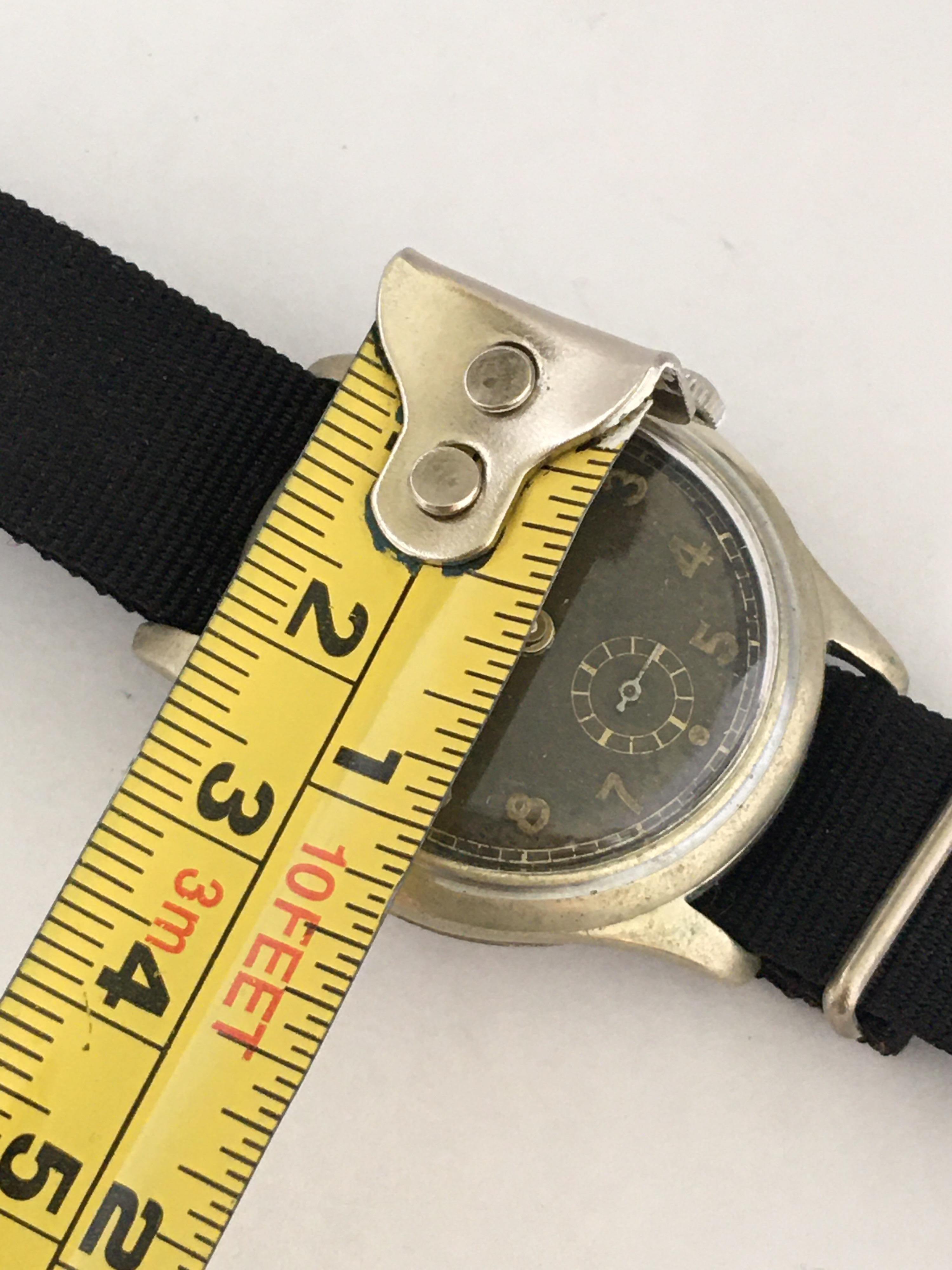 Vintage 1950s Black Dial Watch For Sale 5