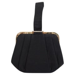 Vintage 1950's black satin and rhinestone wristlet handbag vintage 1950s purse