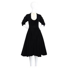 Vintage By 1950, abito in velluto nero a tutto tondo UK 8 US 4