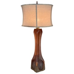 Vintage 1950's Black Walnut & Copper Studio Table Lamp