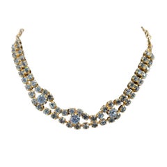 Vintage 1950s Blue Faceted Rhinestone Necklace