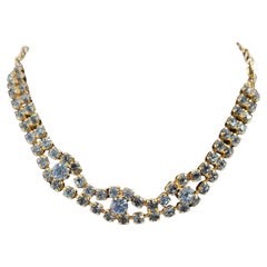 Vintage 1950s Blue Faceted Rhinestone Necklace